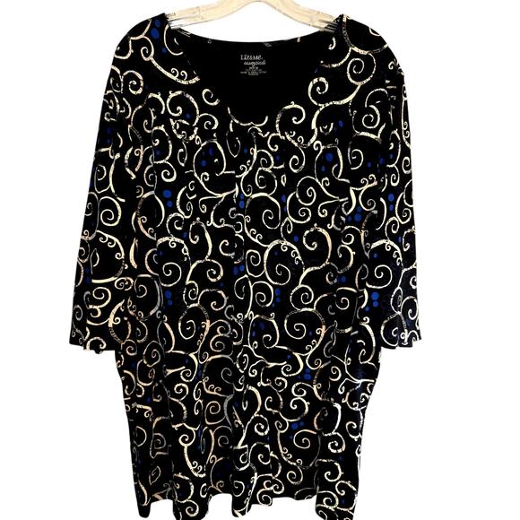 Liz & Me 2X Black Women's Sleeve Top Shirt Blouse Plus Size22W 24W XXL 2XL - Picture 2 of 5